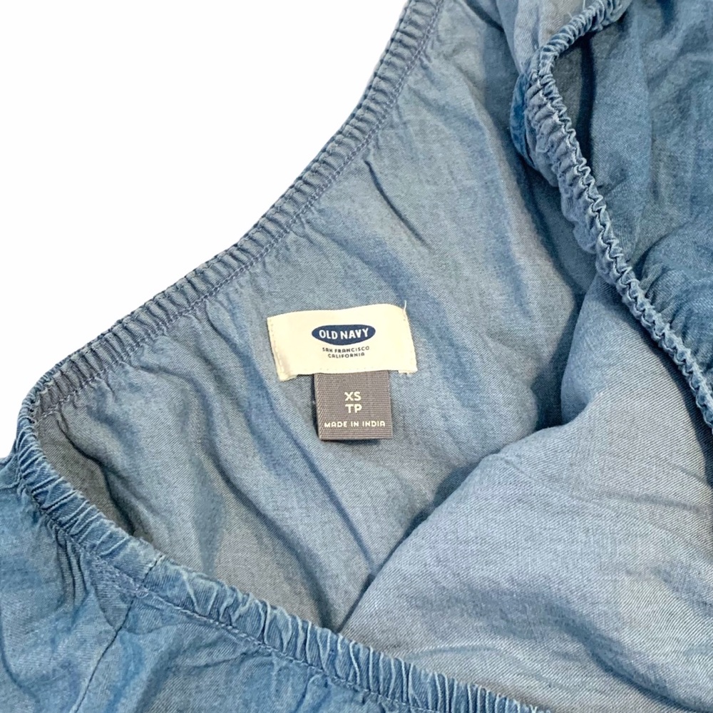 Old Navy One Shoulder Ruffle Blouse Chambray XS Blue - Picture 3 of 6